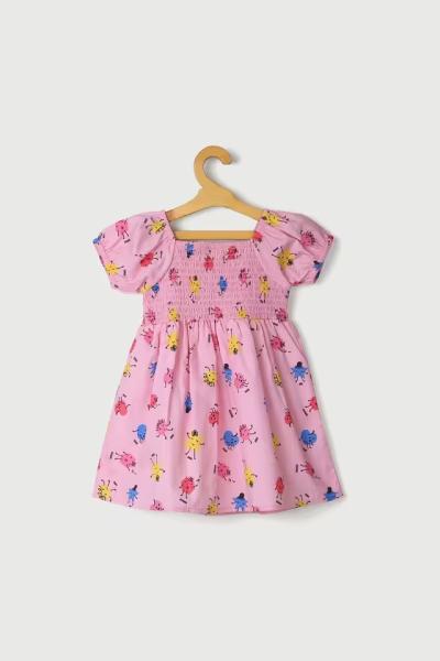 Cotton Regular Fit Infant Pink Dress